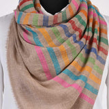 Multicolour Striped Pure Handwoven Pashmina Stole - Zaina by CtoK