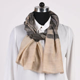 Grey Checkered Pure Handwoven Pashmina Stole - Zaina by CtoK