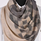 Grey Checkered Pure Handwoven Pashmina Stole - Zaina by CtoK