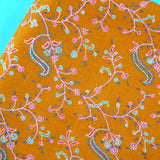 Golden Mustard Bel Hand Embroidered Handwoven Pashmina Shawl