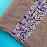 Kinaari Ash Brown Hand Embroidered Handwoven Pashmina Shawl