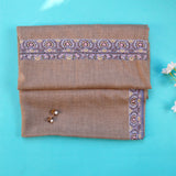 Kinaari Ash Brown Hand Embroidered Handwoven Pashmina Shawl