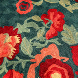 Leaf Green Hand Embroidered Chainstitch Rug