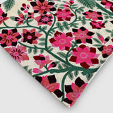Off White And Rasberry Pink Hand Embroidered Chainstitch Rug