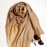 Tan Ombre Handwoven Pure Pashmina Stole - Zaina by CtoK