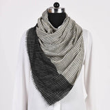Black Grey Pin Stripped Pure Handwoven Pashmina Stole - Zaina by CtoK