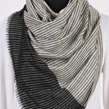 Black Grey Pin Stripped Pure Handwoven Pashmina Stole - Zaina by CtoK