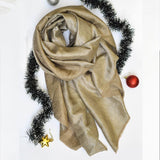 Shimmer Natural Silver Reversible Pure Handwoven Pashmina Shawl - Zaina by CtoK