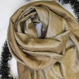 Shimmer Natural Silver Reversible Pure Handwoven Pashmina Shawl - Zaina by CtoK