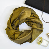 Shimmer Olive Gold Reversible Pure Handwoven Pashmina Stole - Zaina by CtoK