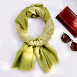 Apple Green Ombre Handwoven Pure Pashmina Stole
