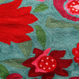 Persian Blue Hand Embroidered Chainstitch Runner Rug