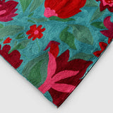 Persian Blue Hand Embroidered Chainstitch Runner Rug