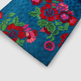 Lush Blue Green Hand Embroidered Chainstitch Runner Rug