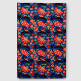 Midnight Blue And Warm Orange Hand Embroidered Chainstitch Rug