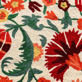 Ivory Hand Embroidered Chainstitch Runner Rug