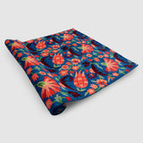 Midnight Blue And Warm Orange Hand Embroidered Chainstitch Rug
