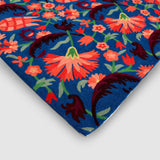 Midnight Blue And Warm Orange Hand Embroidered Chainstitch Rug