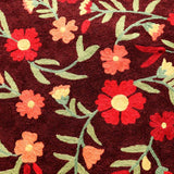 Chocolate Brown And Wild Orange Hand Embroidered Chainstitch Runner Rug