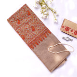 Paisley Jaal - Sozni Embroidered Handwoven Pashmina Shawl Natural