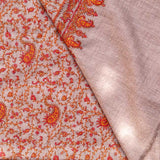 Paisley Jaal - Sozni Embroidered Handwoven Pashmina Shawl Natural
