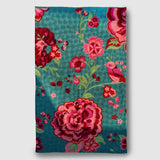 Teal Blue Hand Embroidered Chainstitch Rug