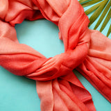 Hot Coral Ombre Handwoven Pure Pashmina Stole