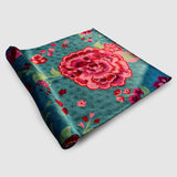 Teal Blue Hand Embroidered Chainstitch Rug