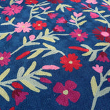 Navy Blue Hand Embroidered Chainstitch Rug - Zaina by CtoK