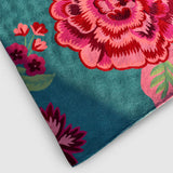 Teal Blue Hand Embroidered Chainstitch Rug