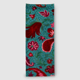 Teal Blue Hand Embroidered Chainstitch Runner Rug
