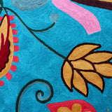 Curious Blue Hand Embroidered Chainstitch Rug