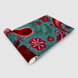 Teal Blue Hand Embroidered Chainstitch Runner Rug