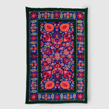 Emerald Green Hand Embroidered Wool Chainstitch Rug