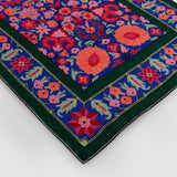 Emerald Green Hand Embroidered Wool Chainstitch Rug