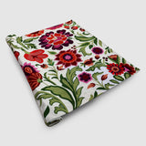 Cream And Burgundy Hand Embroidered Chainstitch Rug