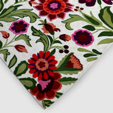 Cream And Burgundy Hand Embroidered Chainstitch Rug