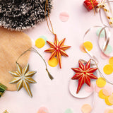 Eight Point Super Star - Red, Gold & Cream Papier Mache Christmas Decorations Pack of 3