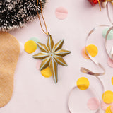 Eight Point Super Star - Red, Gold & Cream Papier Mache Christmas Decorations Pack of 3
