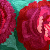 Rose Chainstitch Embroidered Cushion Jade