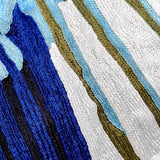 Hoopoe Bird Hand Embroidered Chainstitch Cushion Cover Blue