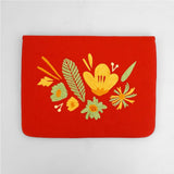 Bouquet - Aari Embroidered Laptop Sleeve Red - Zaina by CtoK
