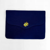 Bouquet - Aari Embroidered Laptop Sleeve Navy Blue - Zaina by CtoK