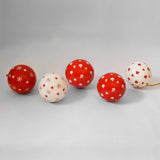 Red & White Chinar Baubles - Papier Mache Christmas Decorations in Pack of 5