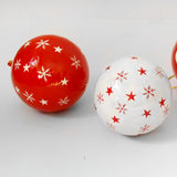 Red & White Chinar Baubles - Papier Mache Christmas Decorations in Pack of 5