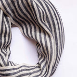 Ivory Black Pin Stripped Men's Pashmina Scarf - Zaina by CtoK