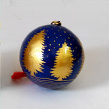 Christmassy Mixed Baubles - Gold, Red & Blue Papier Mache Christmas Decorations in Pack of 5
