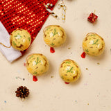 Reindeer Christmassy Baubles - Yellow Papier Mache Christmas Decorations in Pack of 5