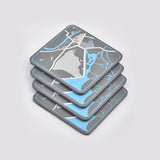Map of Srinagar- Papier Mache Coaster set - - Zaina by CtoK