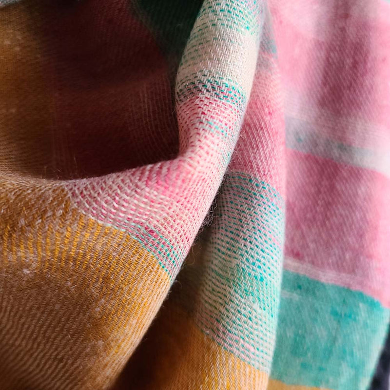 Multi Colour Ikat Handwoven Pashmina Stole